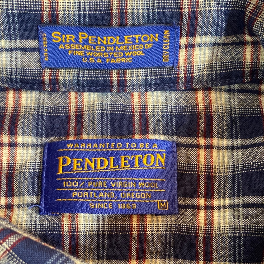 Pendleton 100% Wool Blue, Red and White Checkered Casual Shirt - Picture 2 of 8